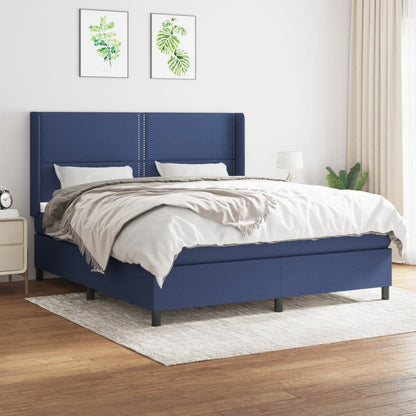 Box Spring Postel S Matrací Textil Modrá