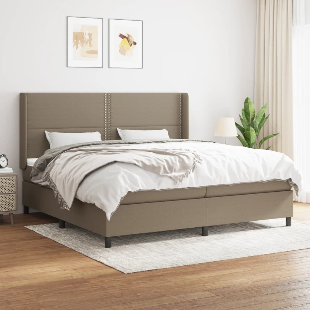 Box Spring Postel S Matrací Taupe 200X200 Cm Textil