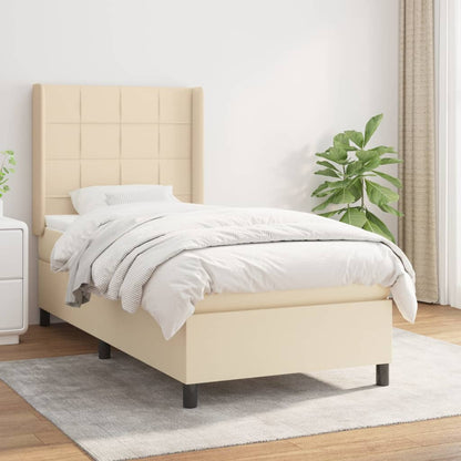 Box Spring Postel S Matrací Textil Krémová