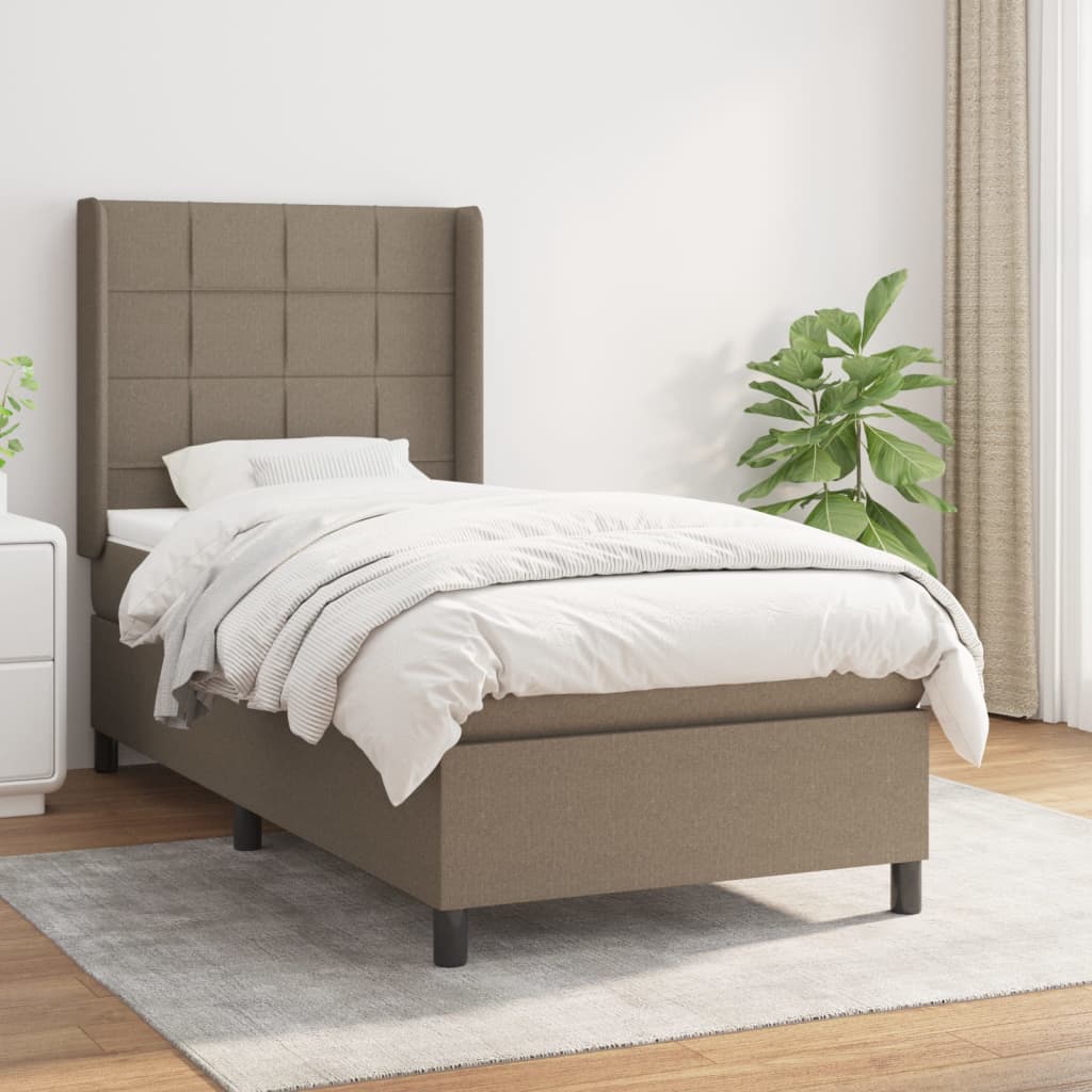 Box Spring Postel S Matrací Taupe 90X200 Cm Textil