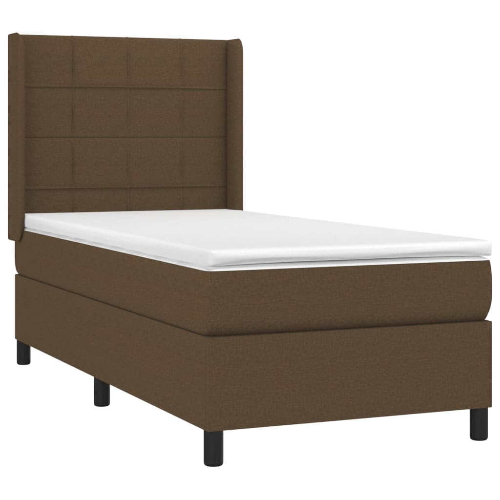 Box Spring Postel S Matrací Tmavě Hnědá 100 X 200 Cm Textil