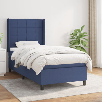 Box Spring Postel S Matrací Textil Modrá