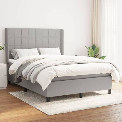 Box Spring Postel S Matrací Textil Světle Šedá
