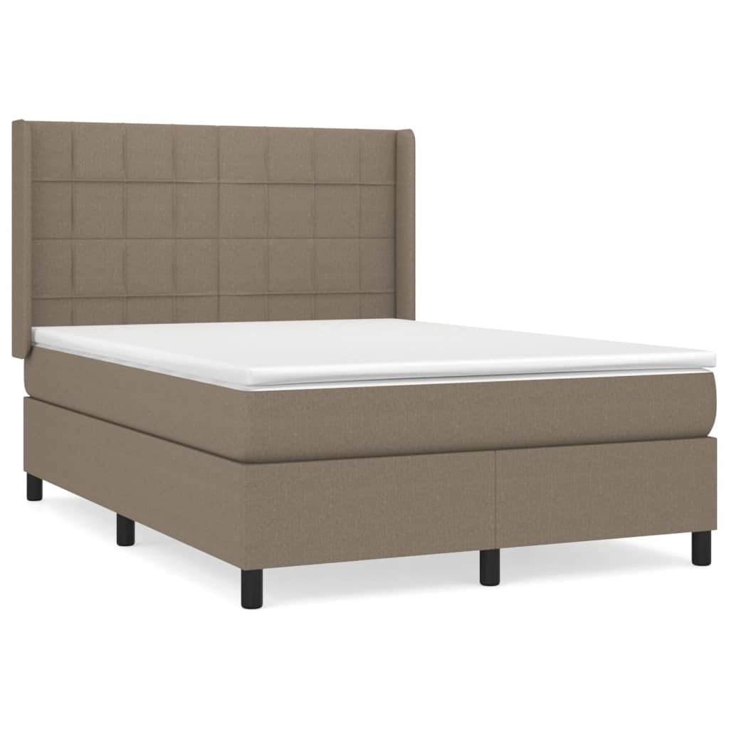 Box Spring Postel S Matrací Taupe 140X200 Cm Textil