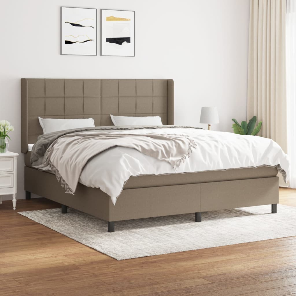 Box Spring Postel S Matrací Taupe 160X200 Cm Textil