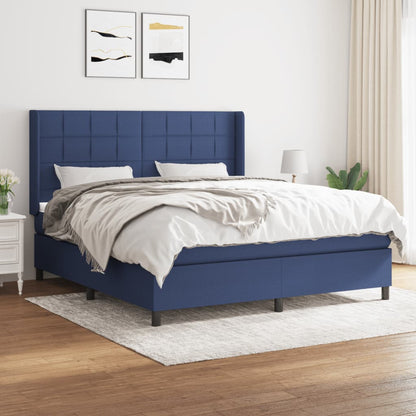 Box Spring Postel S Matrací Textil Modrá