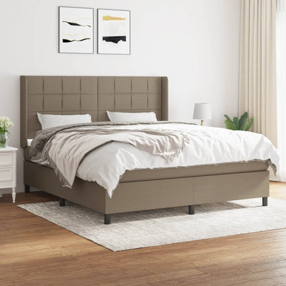 Box Spring Postel S Matrací Taupe 180X200 Cm Textil