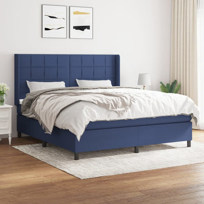 Box Spring Postel S Matrací Textil Modrá
