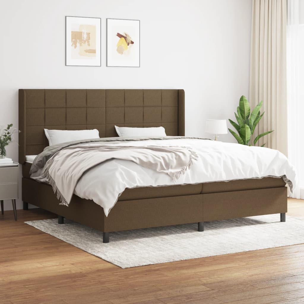 Box Spring Postel S Matrací Tmavě Hnědá 200X200 Cm Textil