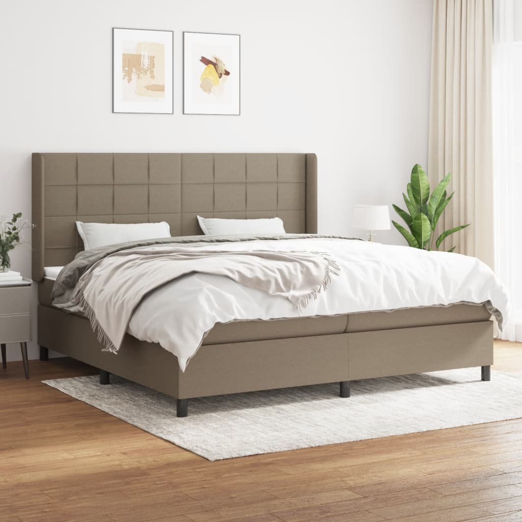 Box Spring Postel S Matrací Taupe 200X200 Cm Textil