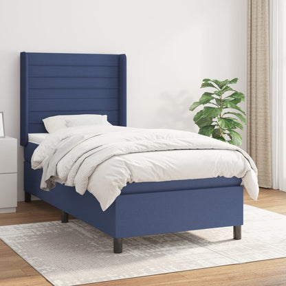 Box Spring Postel S Matrací Textil Modrá