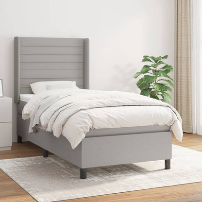 Box Spring Postel S Matrací Textil Světle Šedá