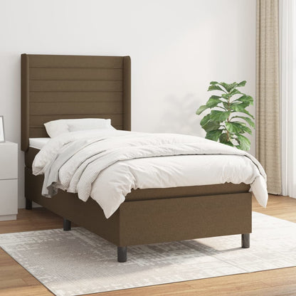 Box Spring Postel S Matrací Tmavě Hnědá 90X190 Cm Textil
