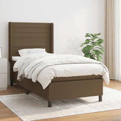 Box Spring Postel S Matrací Tmavě Hnědá 90X200 Cm Textil