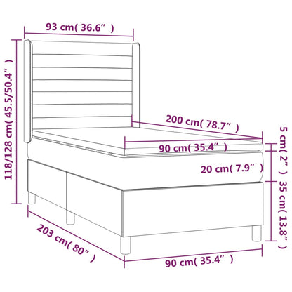 Box Spring Postel S Matrací Taupe 90X200 Cm Textil