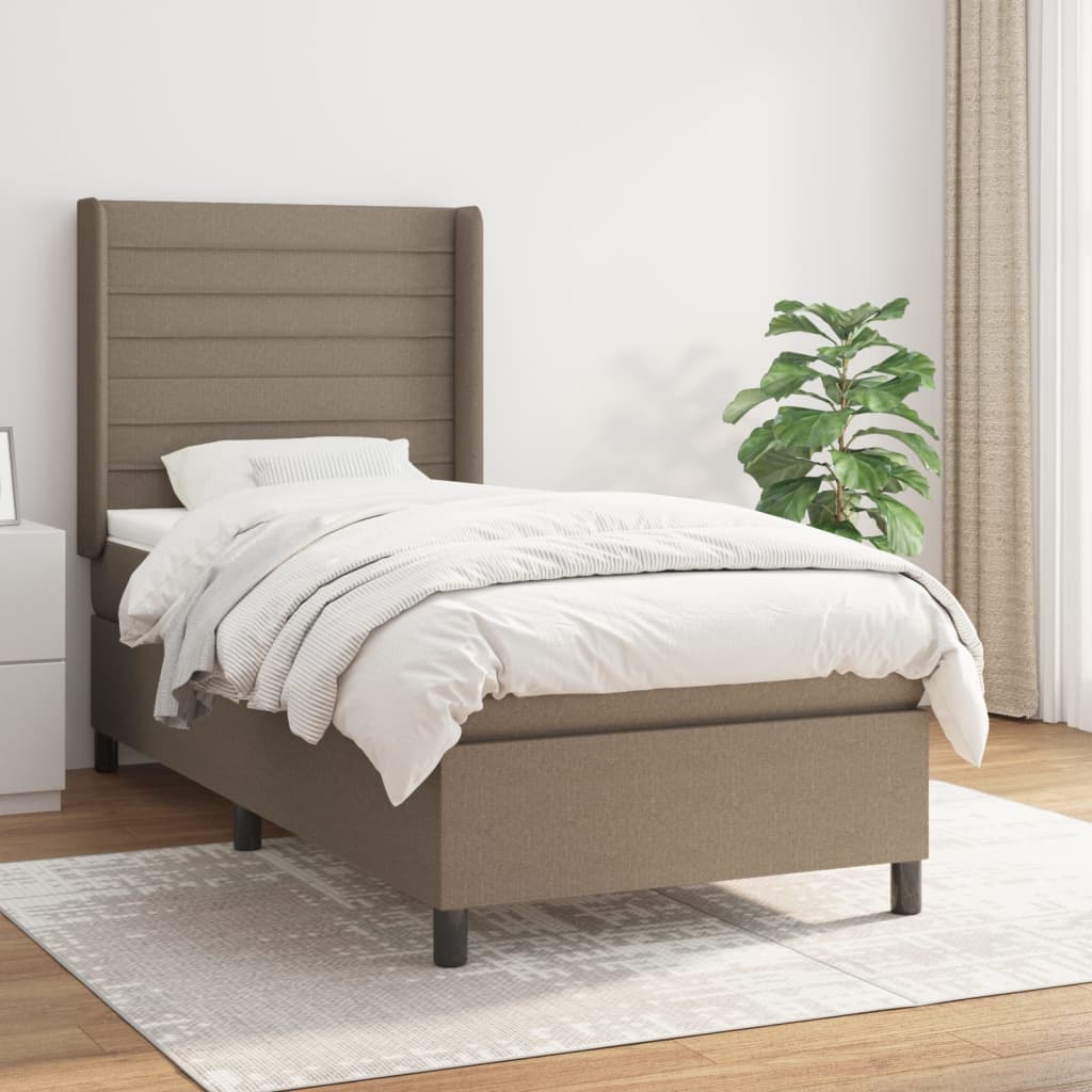 Box Spring Postel S Matrací Taupe 100 X 200 Cm Textil