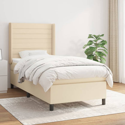Box Spring Postel S Matrací Textil Krémová