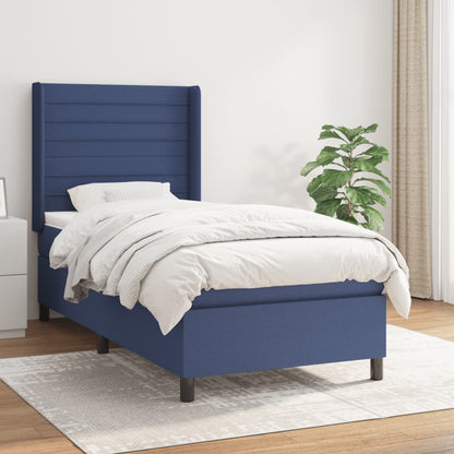 Box Spring Postel S Matrací Textil Modrá