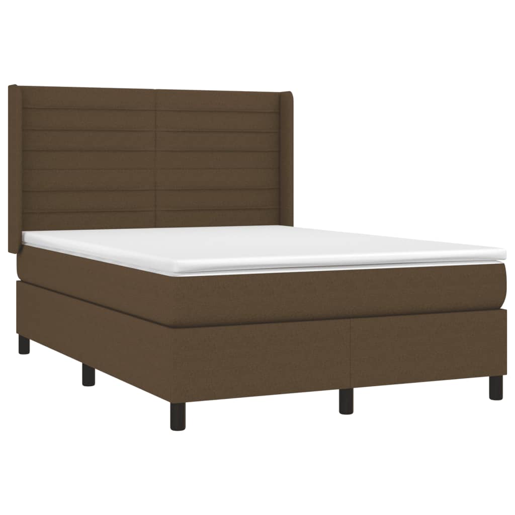Box Spring Postel S Matrací Tmavě Hnědá 140X200 Cm Textil
