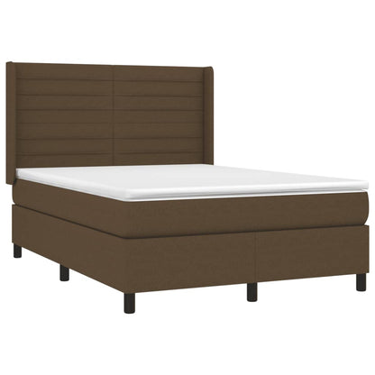 Box Spring Postel S Matrací Tmavě Hnědá 140X200 Cm Textil