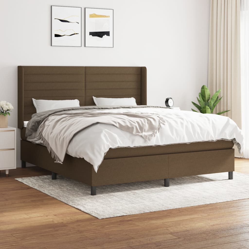 Box Spring Postel S Matrací Tmavě Hnědá 160X200 Cm Textil