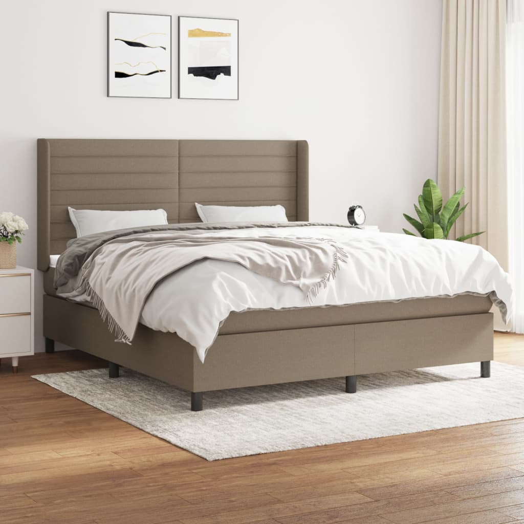 Box Spring Postel S Matrací Taupe 160X200 Cm Textil