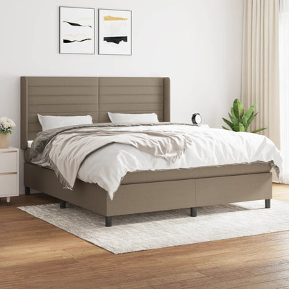 Box Spring Postel S Matrací Taupe 180X200 Cm Textil
