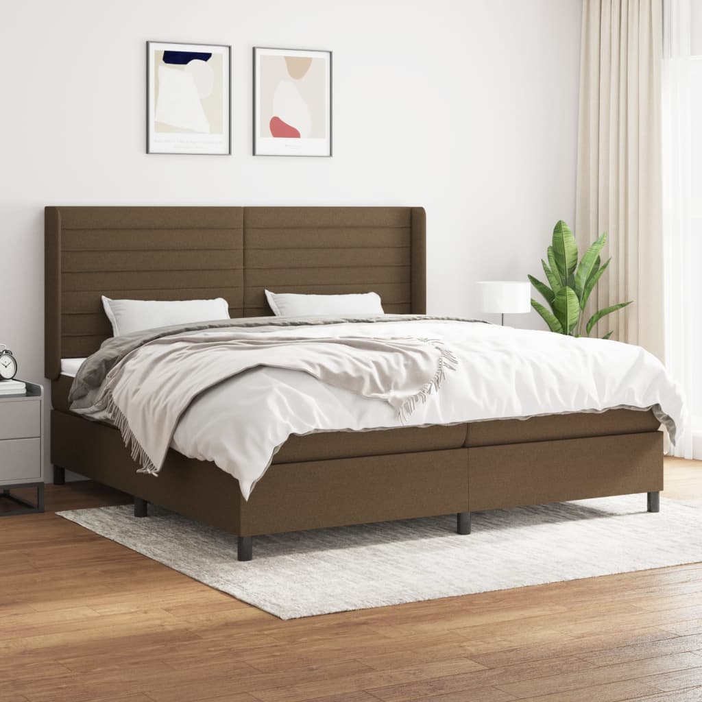 Box Spring Postel S Matrací Tmavě Hnědá 200X200 Cm Textil