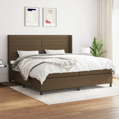 Box Spring Postel S Matrací Tmavě Hnědá 200X200 Cm Textil