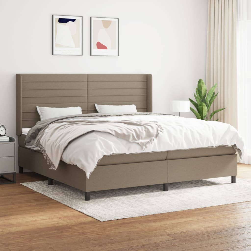 Box Spring Postel S Matrací Taupe 200X200 Cm Textil