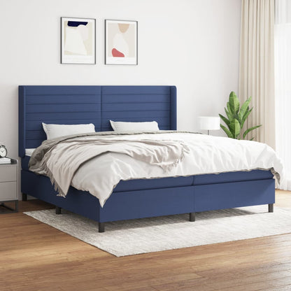 Box Spring Postel S Matrací Textil Modrá