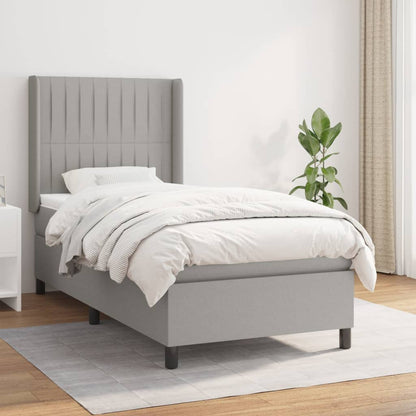 Box Spring Postel S Matrací Textil Světle Šedá