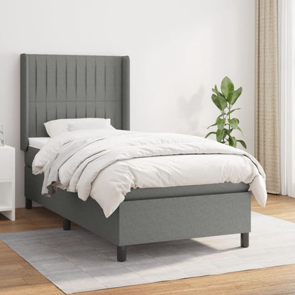 Box Spring Postel S Matrací Textil Tmavě Šedá