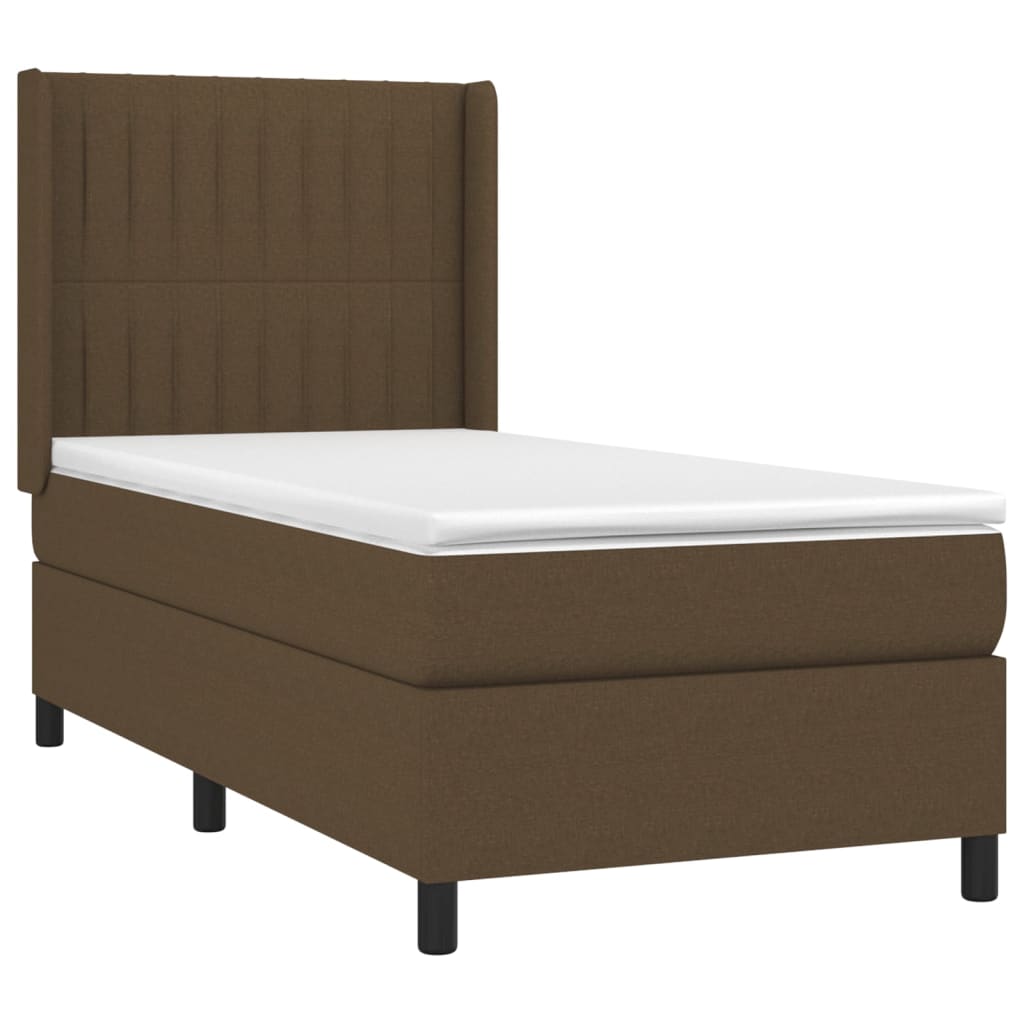 Box Spring Postel S Matrací Tmavě Hnědá 90X190 Cm Textil