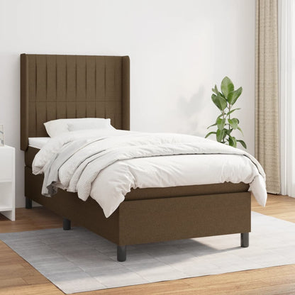 Box Spring Postel S Matrací Tmavě Hnědá 90X190 Cm Textil