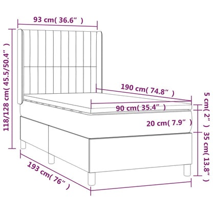 Box Spring Postel S Matrací Taupe 90X190 Cm Textil
