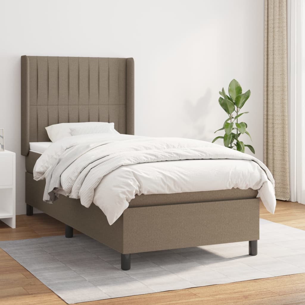 Box Spring Postel S Matrací Taupe 90X190 Cm Textil