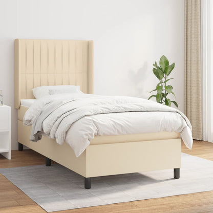 Box Spring Postel S Matrací Textil Krémová