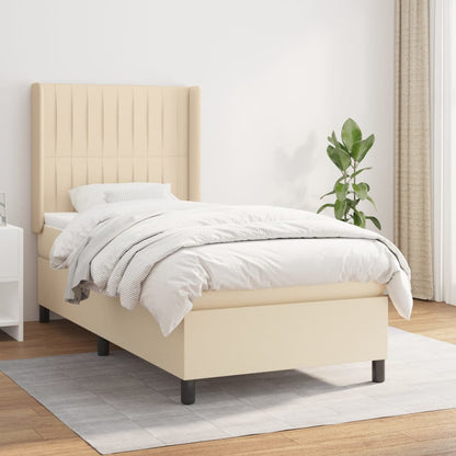 Box Spring Postel S Matrací Textil Krémová