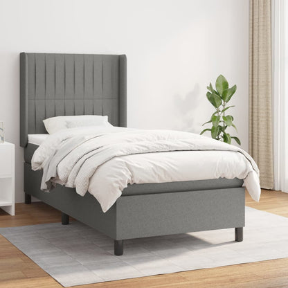Box Spring Postel S Matrací Textil Tmavě Šedá