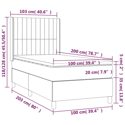 Box Spring Postel S Matrací Tmavě Hnědá 100 X 200 Cm Textil
