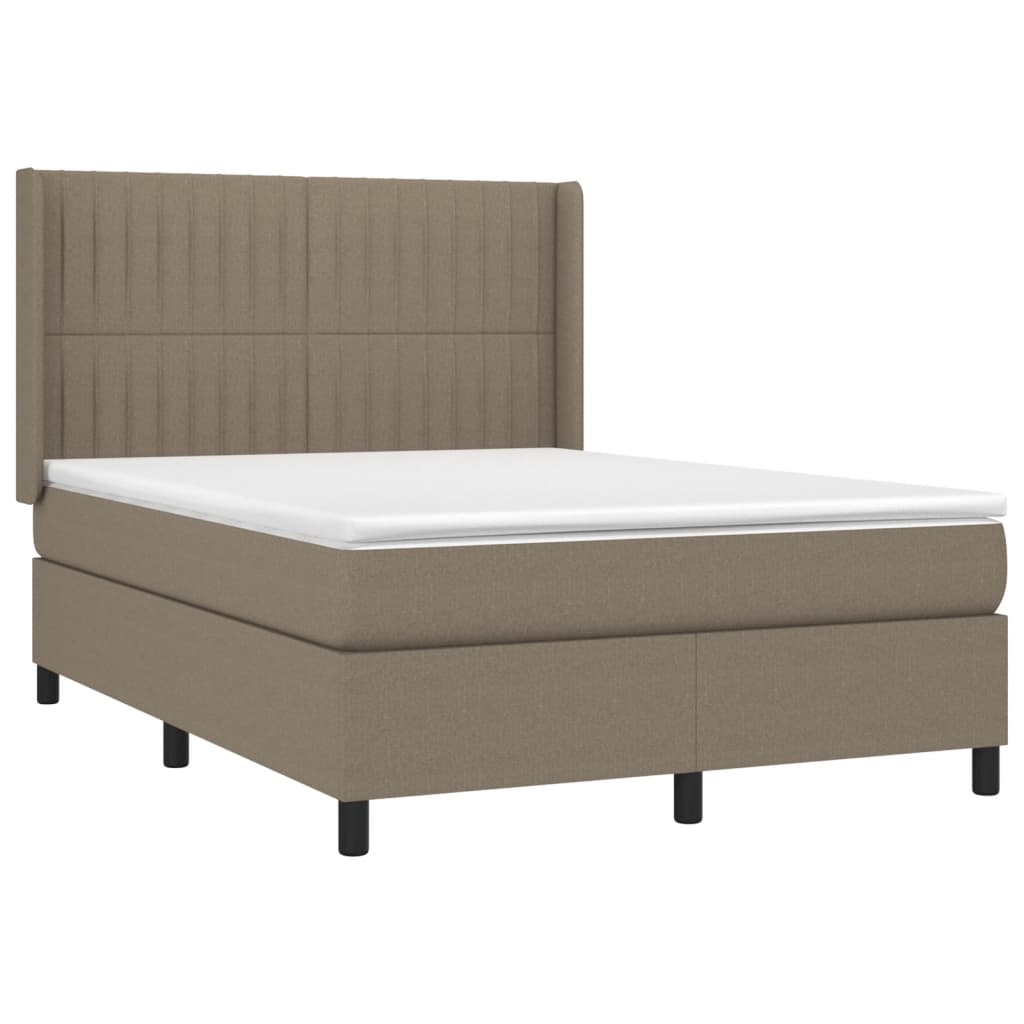 Box Spring Postel S Matrací Taupe 140X190 Cm Textil