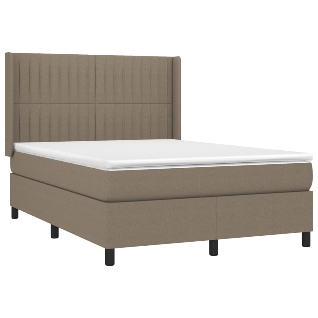 Box Spring Postel S Matrací Taupe 140X200 Cm Textil