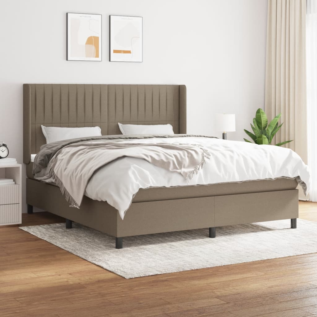 Box Spring Postel S Matrací Taupe 160X200 Cm Textil