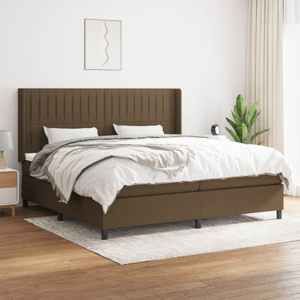 Box Spring Postel S Matrací Tmavě Hnědá 200X200 Cm Textil