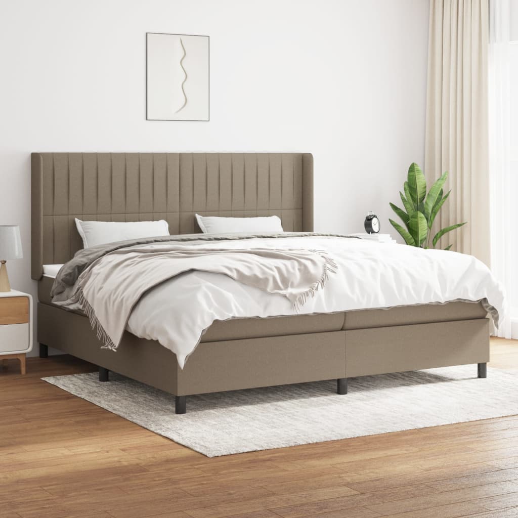 Box Spring Postel S Matrací Taupe 200X200 Cm Textil