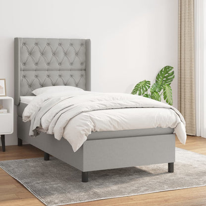 Box Spring Postel S Matrací Textil Světle Šedá
