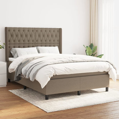 Box Spring Postel S Matrací Taupe 140X200 Cm Textil