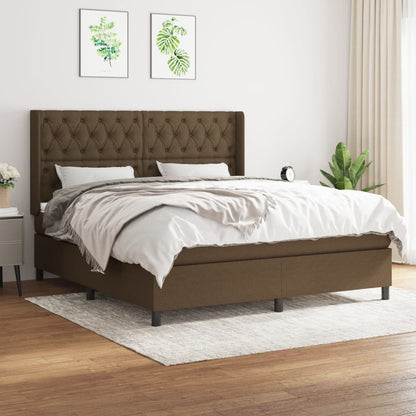 Box Spring Postel S Matrací Tmavě Hnědá 160X200 Cm Textil