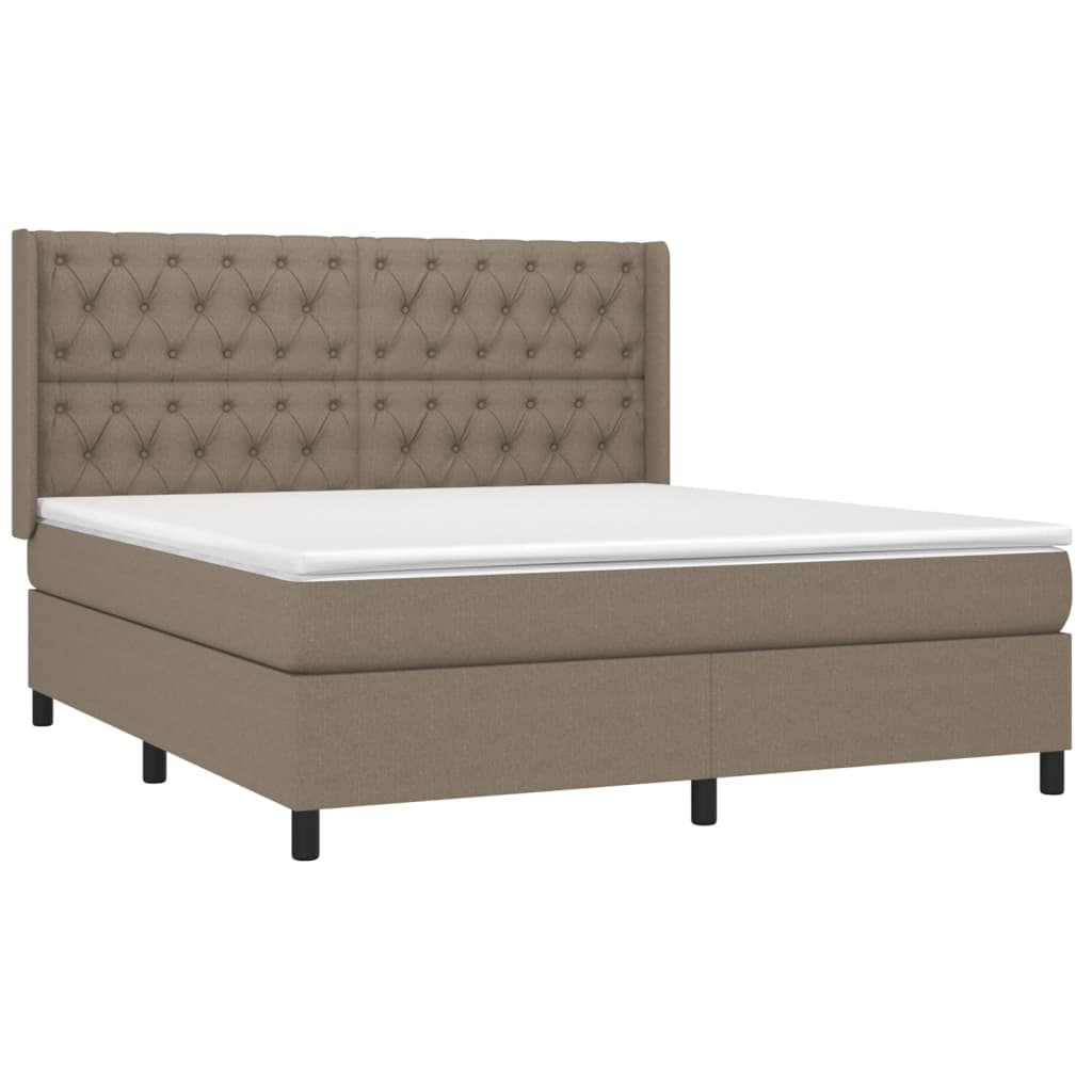 Box Spring Postel S Matrací Taupe 160X200 Cm Textil